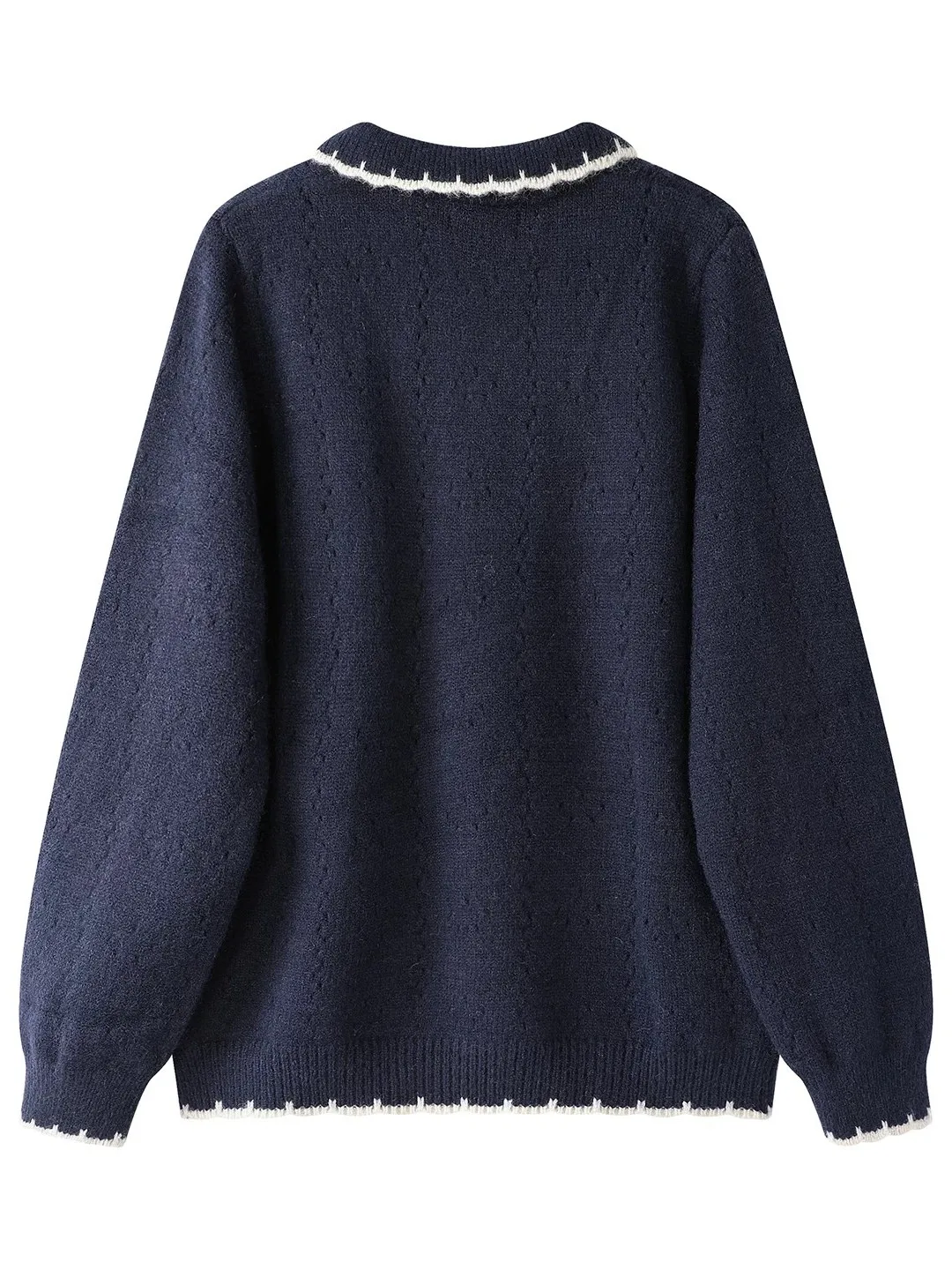 Korean Style  Collar College Fashion  Knot Anti-Aging Sweater Autumn Winter New Retro Color Block Lazy Knitted Top