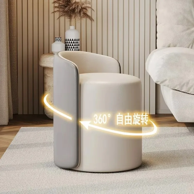 Multi Purpose 360  Rotate Round Makeup Vanity Stool Ergonomic Split Curved Back Skin Friendly Microfiber Leather Padded Seat
