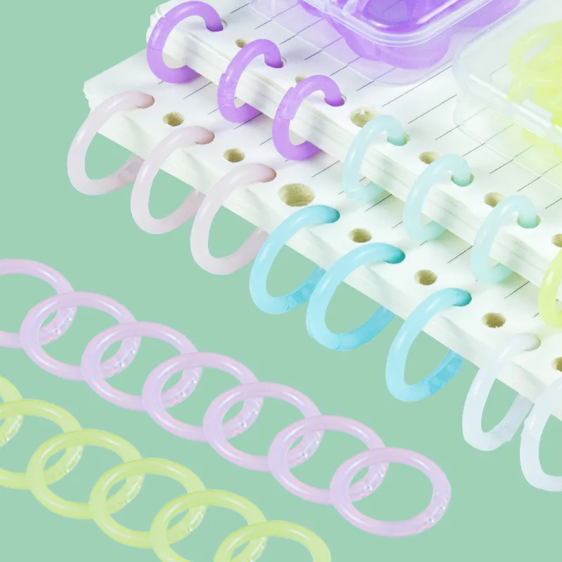 1 Boxed Transparent Color Loose-leaf Ring Binding Coil Plastic Perforated Ring Buckle Document Buckle Ring
