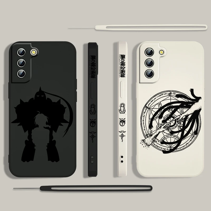 Fullmetal Alchemist Fashion Phone Case For Samsung Galaxy S24 S23 S22 S21 S20 Pro FE Plus Ultra Liquid Left Rope Cover