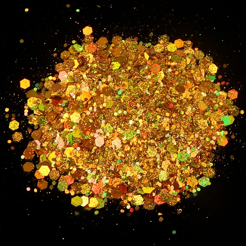 50G Holographic Mixed Hexagon Shape Chunky Nail Glitter Chameleon Sequins Laser Sparkly Flakes Slices Manicure Art Decoration #M