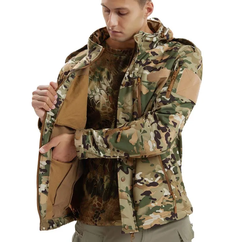 

Tactical Jackets Hooded Windproof Soft Warm Windbreaker Training Camo Hunting Clothes Work Jackets Upgrades