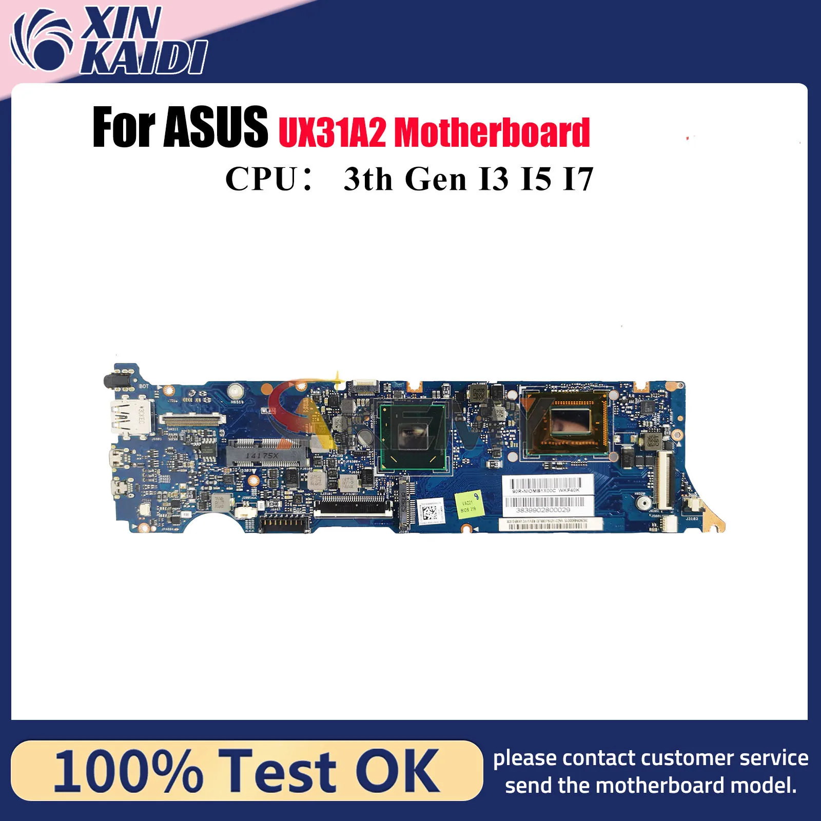 

UX31A2 Laptop Motherboard For ASUS ZenBook UX31A UX31A2 Notebook Mainboard With I3 I5 I7 CPU 100% tests OK fast shipping stk