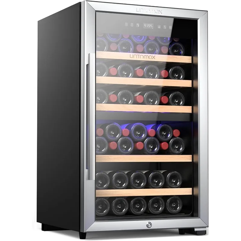 Wine Fridge Dual Zone 52 Bottles (Bordeaux 750ml),Wine Cooler Refrigerator Freestanding w/Lock