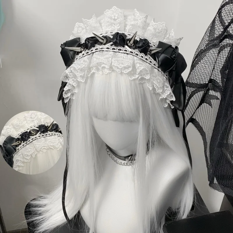 ใหม่ Original วัฒนธรรมย่อย Y2k สาวผู้หญิง Gothic Headwear Lolita คอสเพลย์ Harajuku Punk Steampunk ลูกไม้ Rivet Hairband