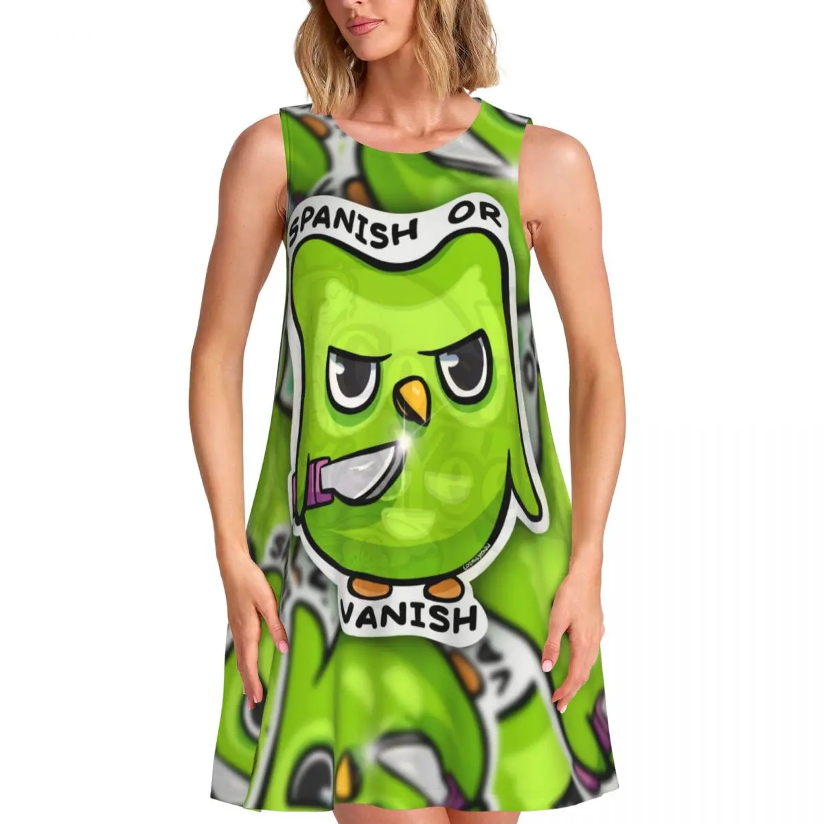 

Женское платье без рукавов D-Duolingos на заказ с 3D принтом зеленой совы и животными для отпуска, путешествий, пляжные платья без рукавов, платье