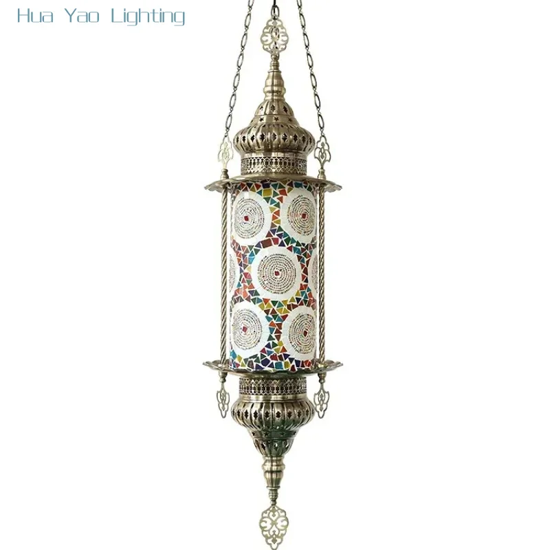 Turkey Design Exotic Glass Pendant Lights LED E27 Iron Art Decorative Hanging Lamp Restaurant Cafe Hotel Bar Homestay Studio Bar
