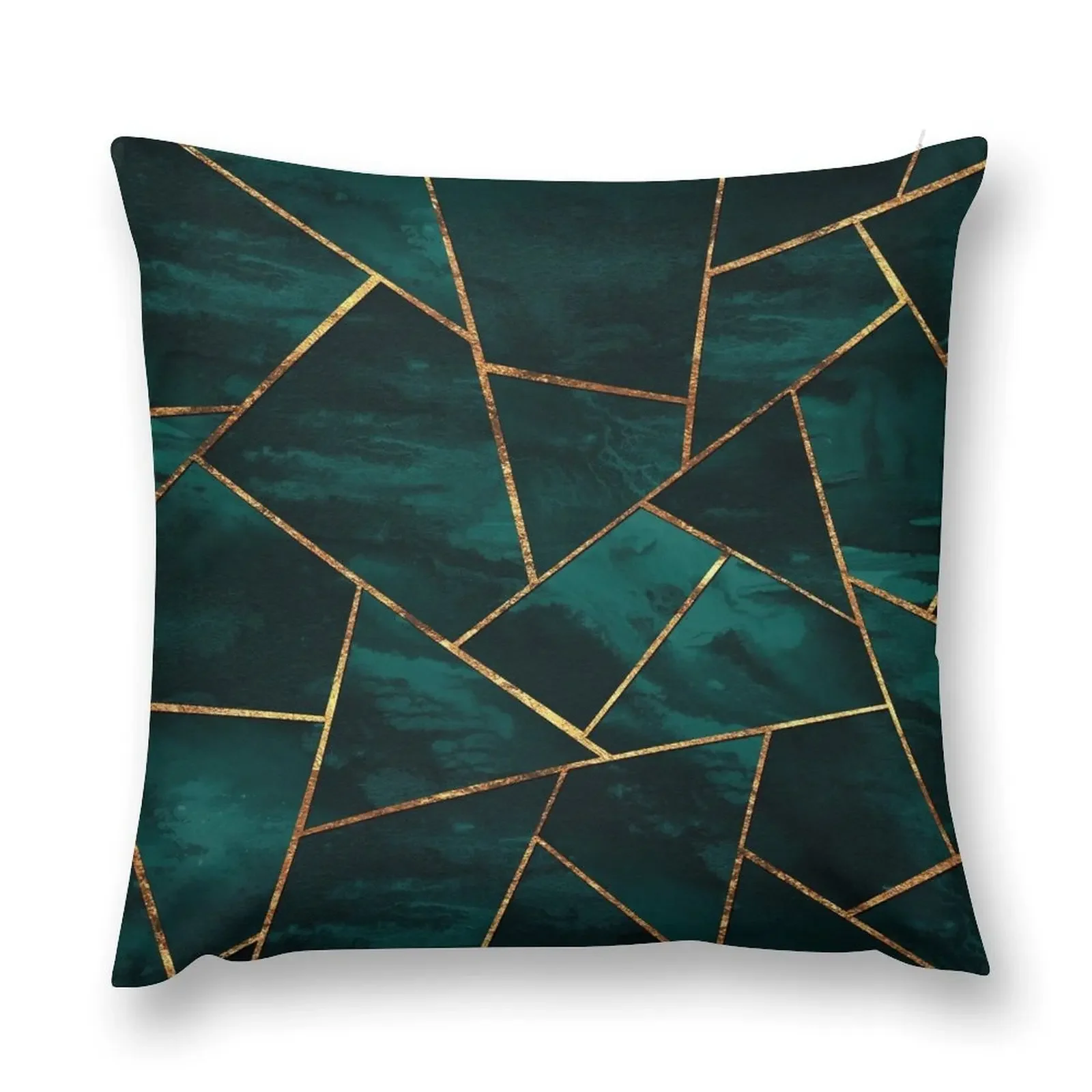 

Dark Teal Ink Copper Gold Geometric Glam #1 #geo #decor #art Throw Pillow Sofa Cushions Cover Pillow Cases Pillowcase pillow