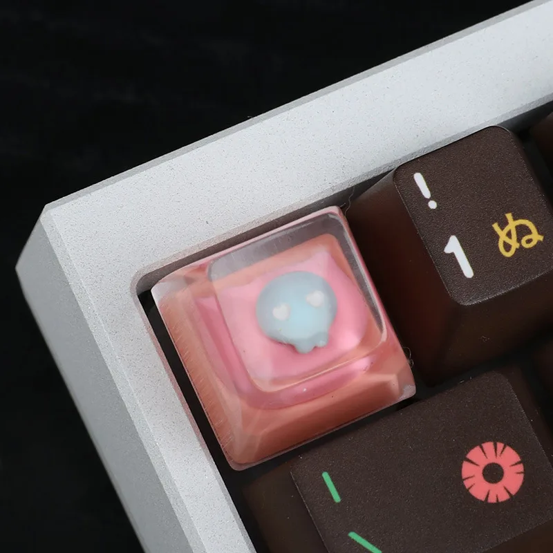 Epoxy high-transparency cat head powder keycap personalized handmade light-transmitting resin light-transmitting cross