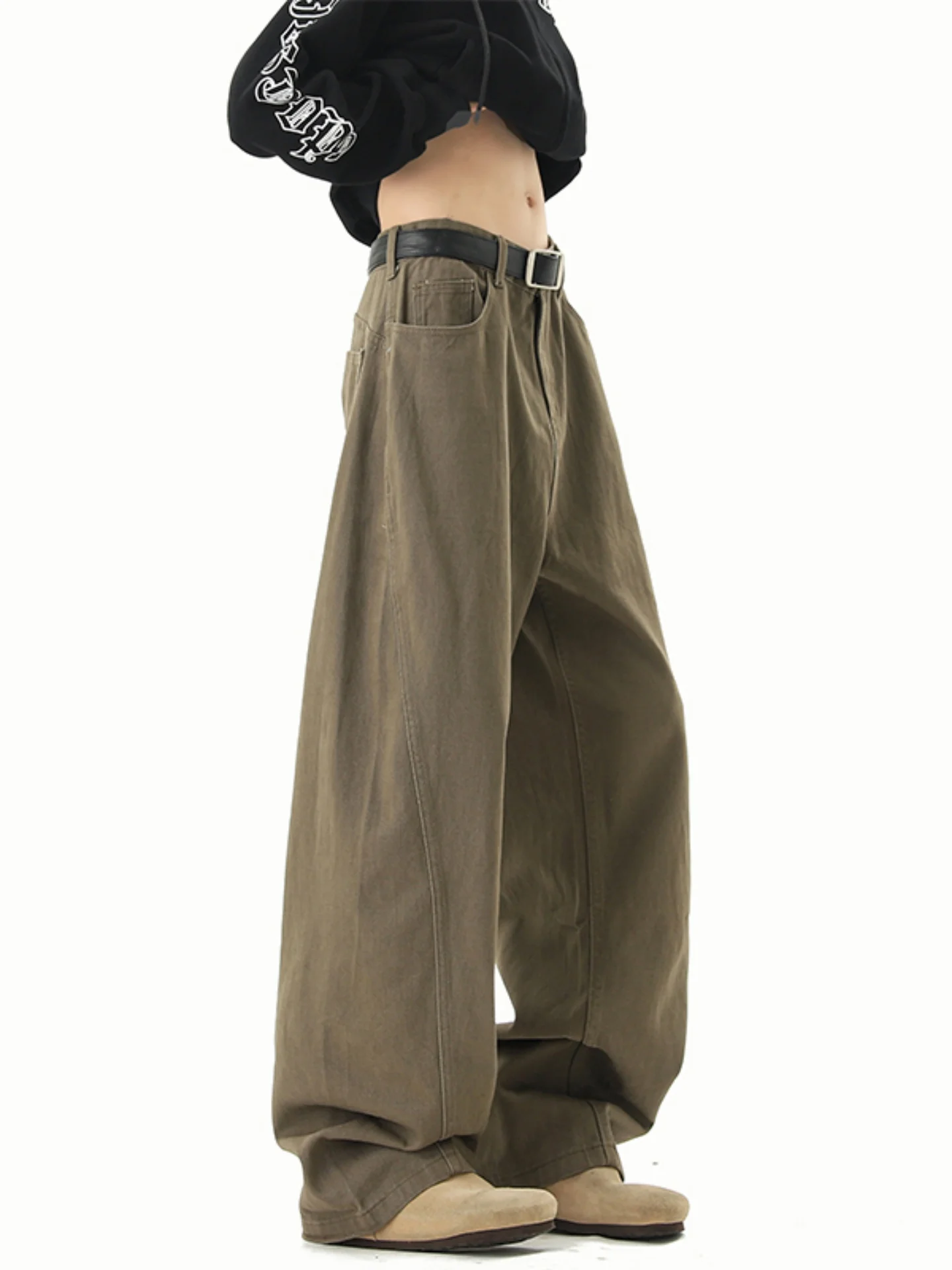 

Мужские джинсы American Sle с широкими штанинами, осенне-зимние, свободного прямого кроя, повседневные, удобные, из хлопка