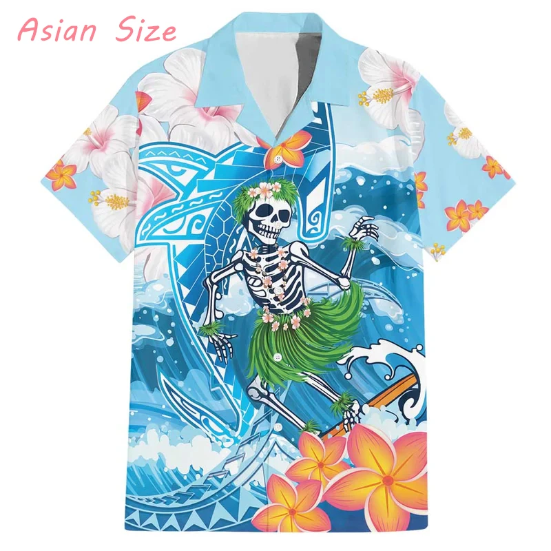 

Мужские рубашки 2025: Гавайские рубашки с 3D-принтом в виде черепа, повседневные мужские топы с коротким рукавом, модные мужские рубашки с отложным воротником на пуговицах в стиле Y2K