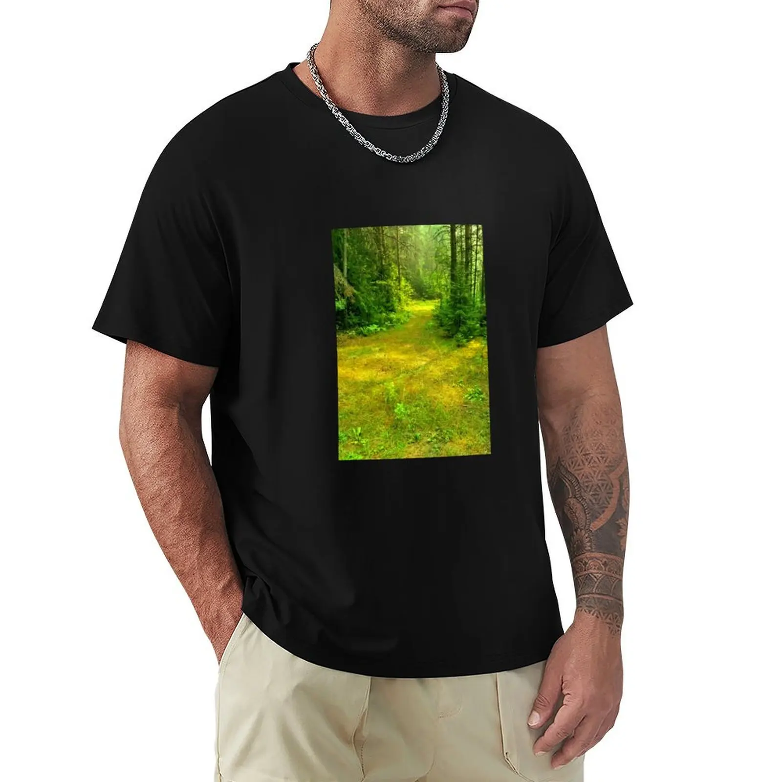 Sunny Summer Forest Glade T-shirt plus size tops plus sizes quick drying T-shirt men