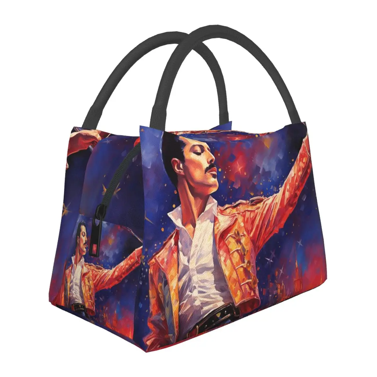 Freddie Mercury Shines Lunch Bags Insulated Bento Box Lunch Tote Picnic Bags Cooler Thermal Bag for Woman Children Office