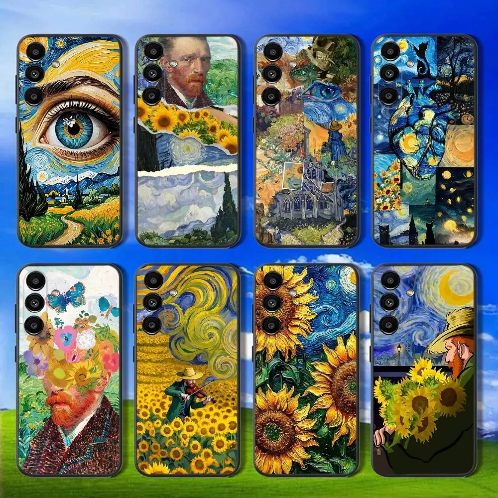 

Sunflower Art V-Van G-Gogh Phone Case For Samsung Galaxy A13,A21s,A22,A31,A32,A52,A53,A71,A80,Soft Black Shell