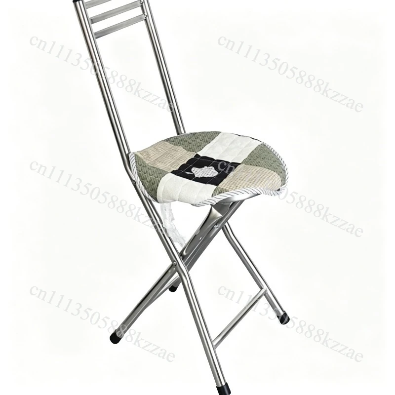Portable Folding Dining Chair Stainless Steel Round Seat with Backrest Outdoor Chair for Travel Home Compact Storage Solution