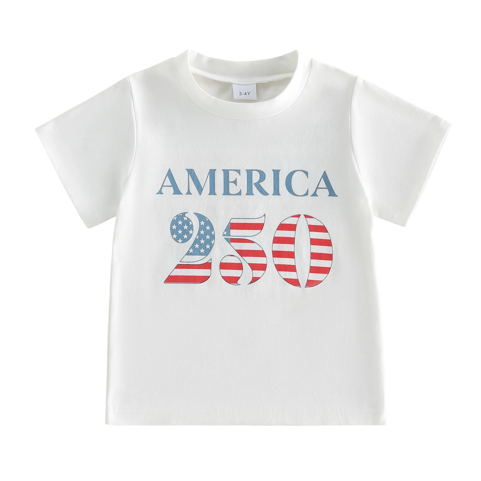 Toddler Baby Patriotic T Shirts Fashionable 4th of July Flag Printed Crew Neck Short Sleeve 250th Anniversary Tops