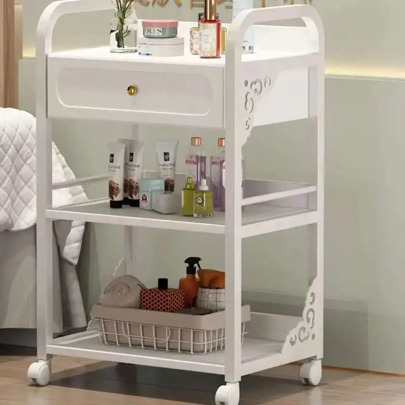 Makeup Manicure Support Cart Trolley Beauty Salon Mobile Cosmetic Helper Removable Storage Wheels Roulette Furniture Barber Tray