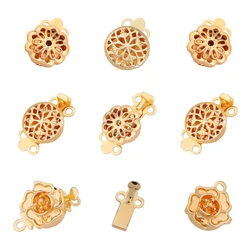 1Set 18K Gold Plated Copper Jewelry Findings Flowers Clasp Hooks End Connectors for DIY Necklace Bracelet Chain Jewelry Making