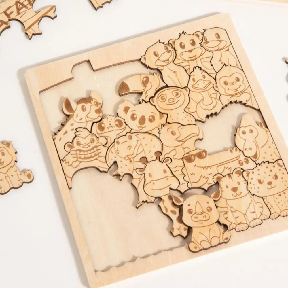 Puzzle in legno di animali Puzzle impilabili Giocattoli Dinosauro Animali della foresta Puzzle educativo per bambini Ragazzi Ragazze Regali Decorazioni natalizie