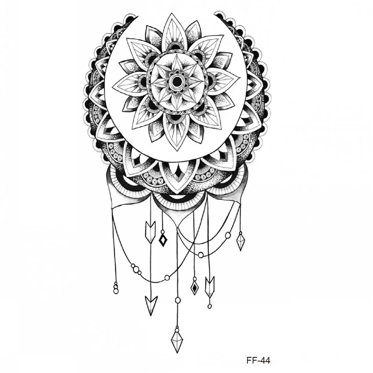 Mandala Flower Waterproof Temporary Tattoo Sticker DIY Black Large Flower Body Art Water Transfer Fake Tattoos Women 1PCS