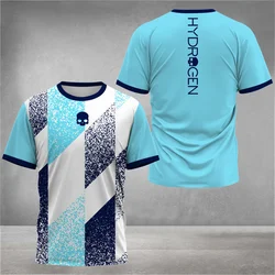 Camiseta de tenis holgada para hombre, camisetas de manga corta con cuello redondo y estampado a rayas, Tops deportivos transpirables de secado rápido, verano 2024