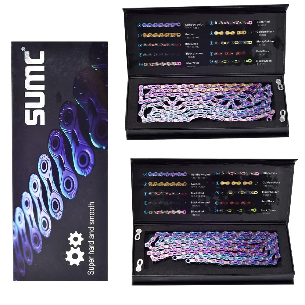 

SUMC Colorful MTB Road Bike 9 10 11 12 speed Chain 116L Mountain Bike Shifting Rainbow Chain For Shimano Sram Campagnolo