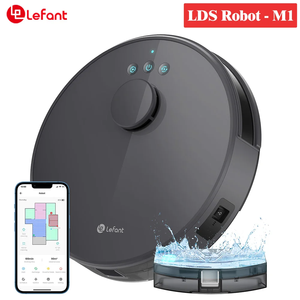 

Lefant Robot Vacuum Cleaner LDS Laser System Multiple Map Zone Clean Restricted Area Setting APP Google Alexa for Home Appliance