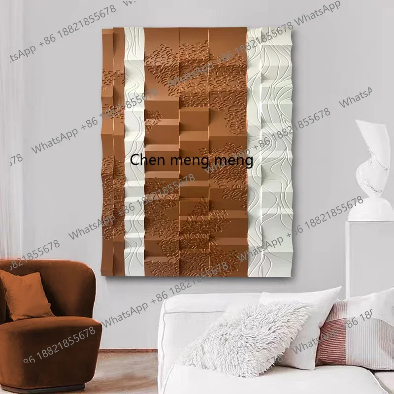 A74Wabi-sabi wind living room wood carving hanging painting entrance relief physical decoration painting modern