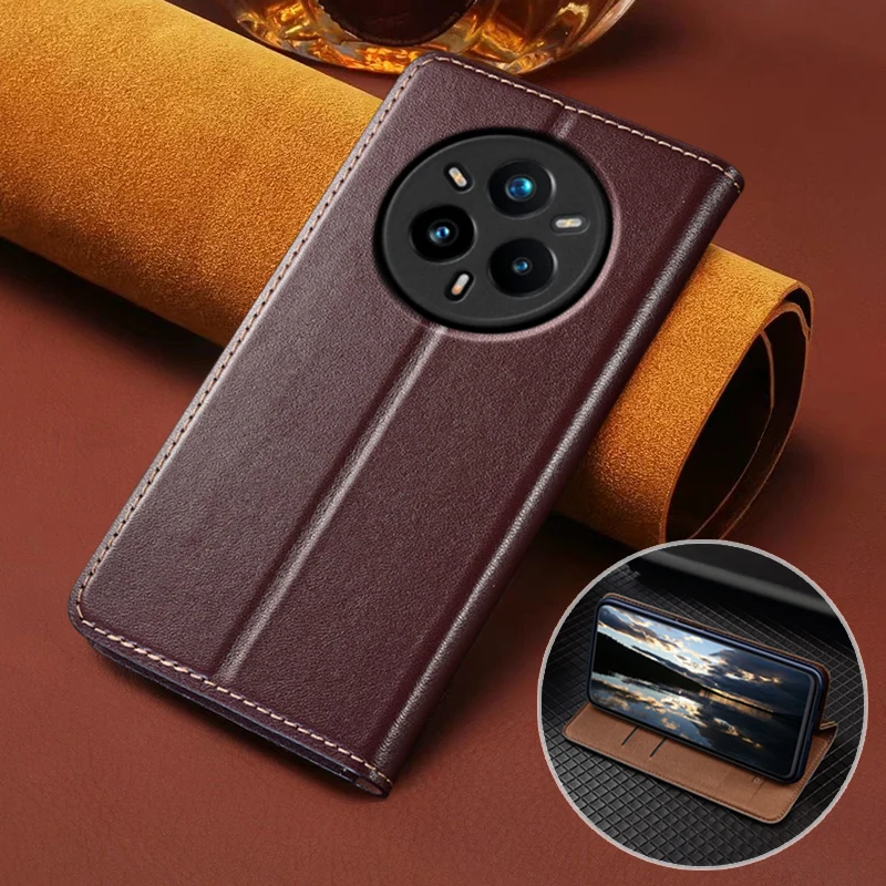 

For OPPO Realme14 Realme 14T 14 Pro+ Plus 5G Flip Case Napa Texture Magnetic Cover Luxury Cowhide Genuine Leather Wallet Cases