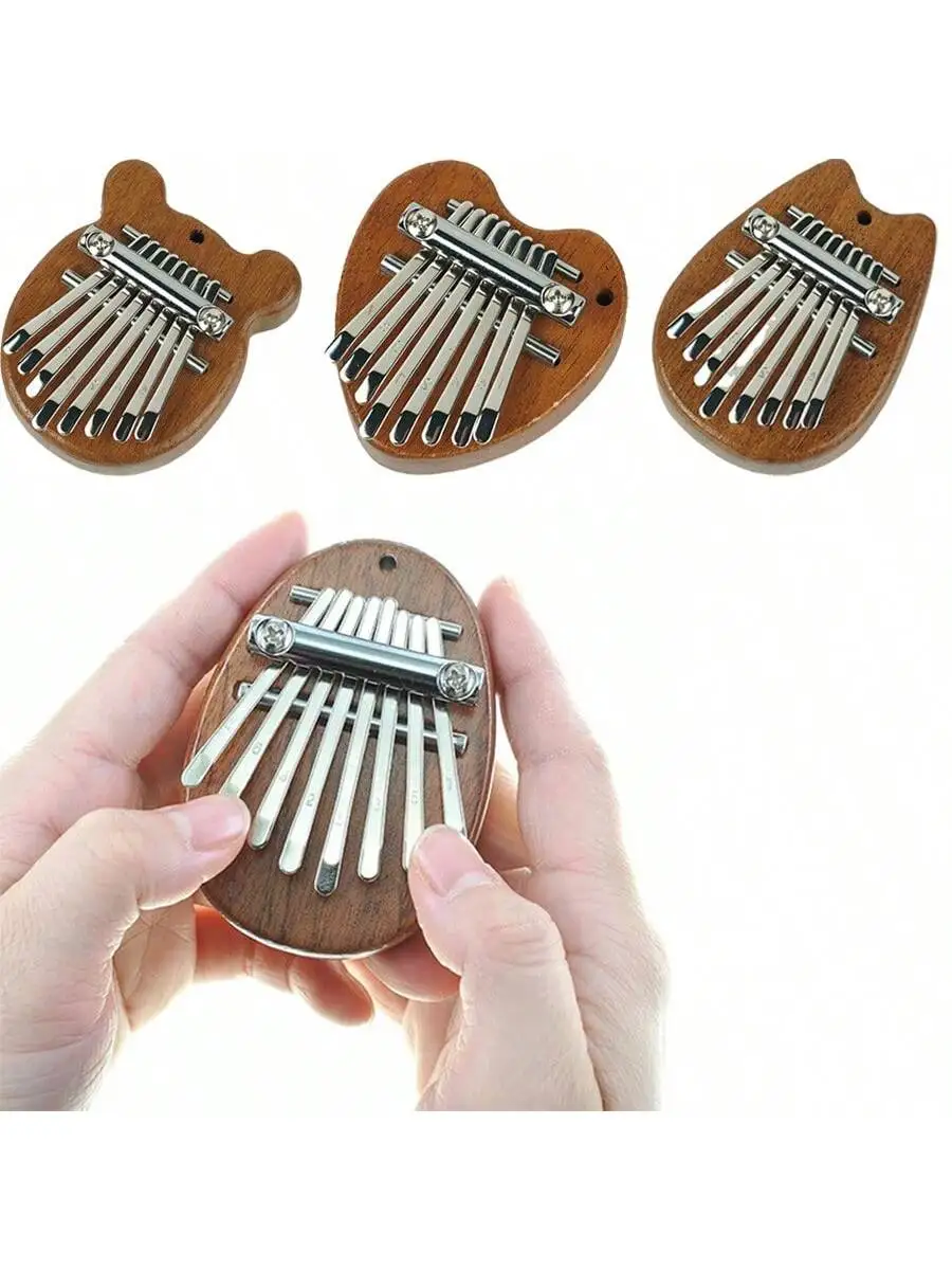1pc 8 Key Kalimba exquisite Finger Thumb Piano Marimba Musical good accessory Pendant Gift,Solid Wood 5-Finger Handheld