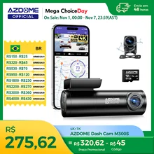 Câmera de painel AZDOME M300S 4K frontal e traseira, câmera de painel GPS WiFi ADAS integrada para carros, cartão gratuito de 64 GB, controle de voz, visão noturna