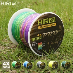 Línea de pesca de carpa Hirisi, línea de PE trenzada de 300M, 4 hebras, línea de pesca multifilamento de 15-50LB, accesorios de pesca suaves