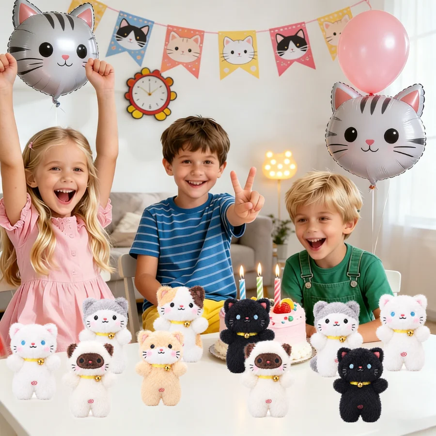 6-48PCS Adopt A Cat Party Favors Cat Plush Kitten Stuffed Animals Bulk for Birthday Party Gifts（6 Types）