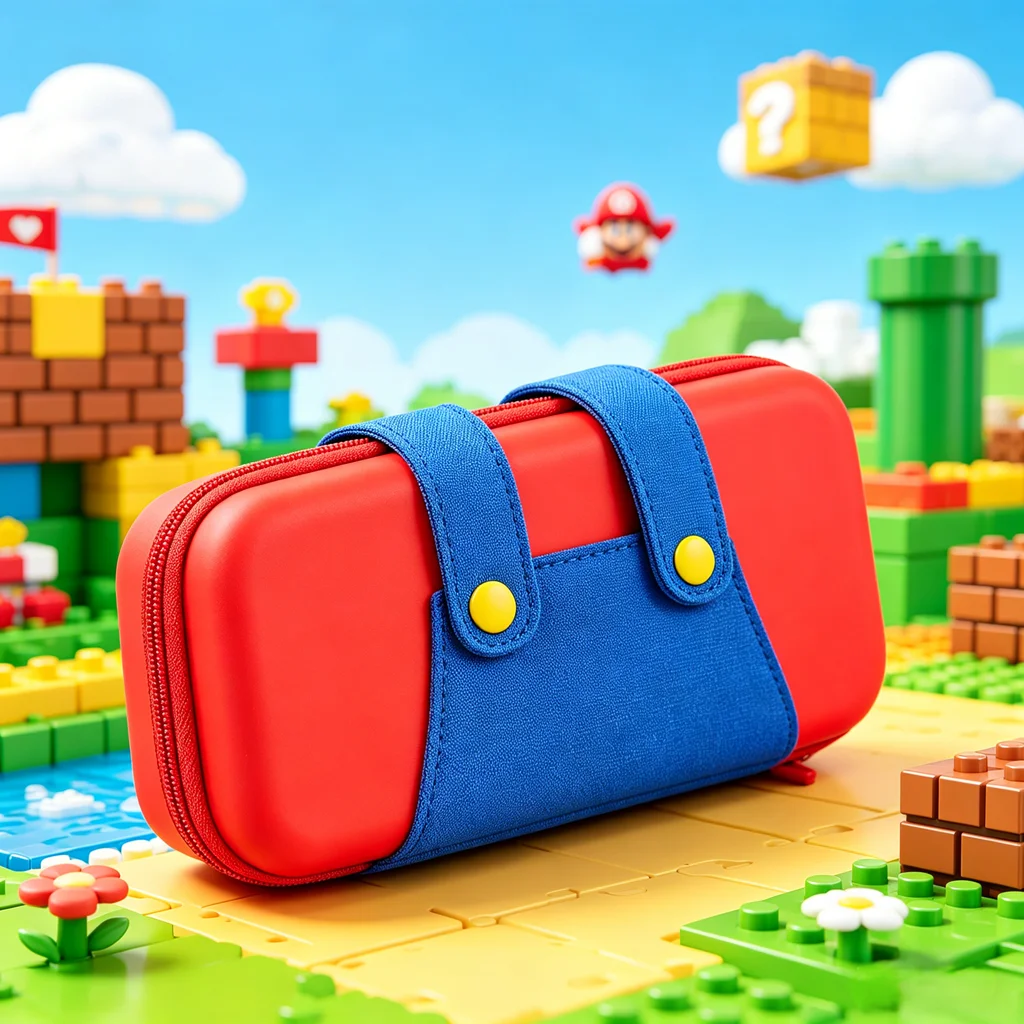 

Компактный чехол с красно-синим пиксельным дизайном для Nintendo Switch 2 с 10 слотами для хранения игр и мягкой внутренней подкладкой