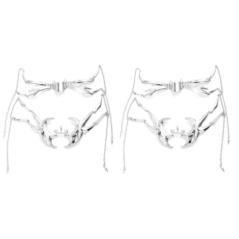 39BD 2 peças máscara gótica metal protetor queixo fotografia adereços acessório fantasia