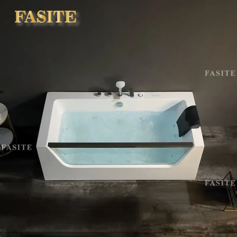 Bathroom Acrylic Bathtub with Water Blocking Glass Massage Surfing Atmosphere Bath