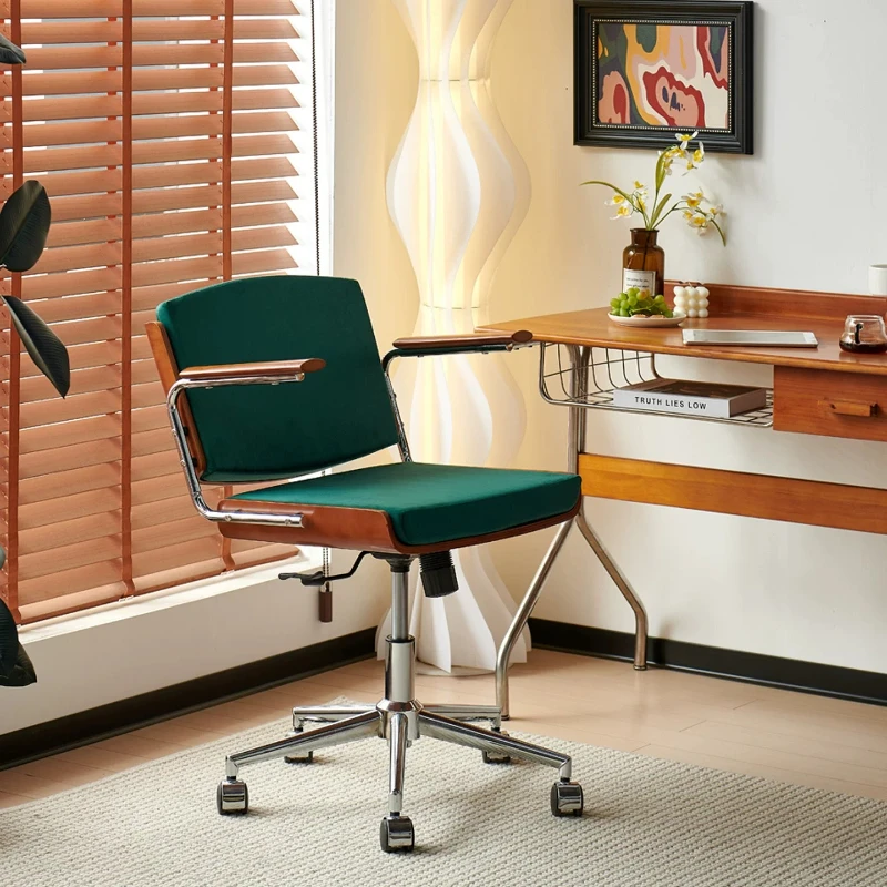 

Soft Green Wheels Office Chair Armrest Brown Designer Occasional Computer Chair Comfortable Sillas De Oficina Office Furniture