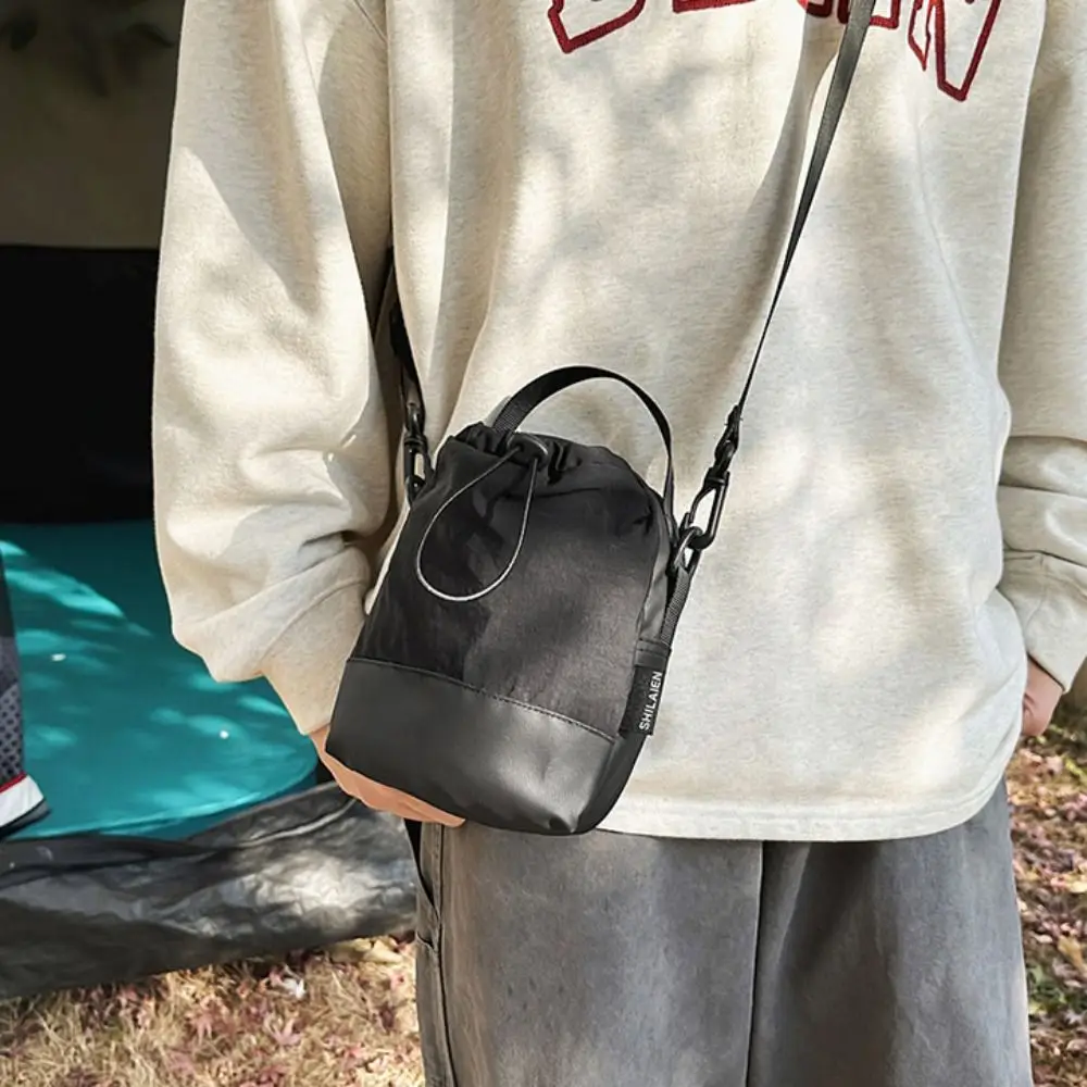 Lightweight Nylon Phone Bag Zipper Splicing Color Mini Casual Crossbody Bag Adjustable Strap Coin Purse Canvas Shoulder Bag