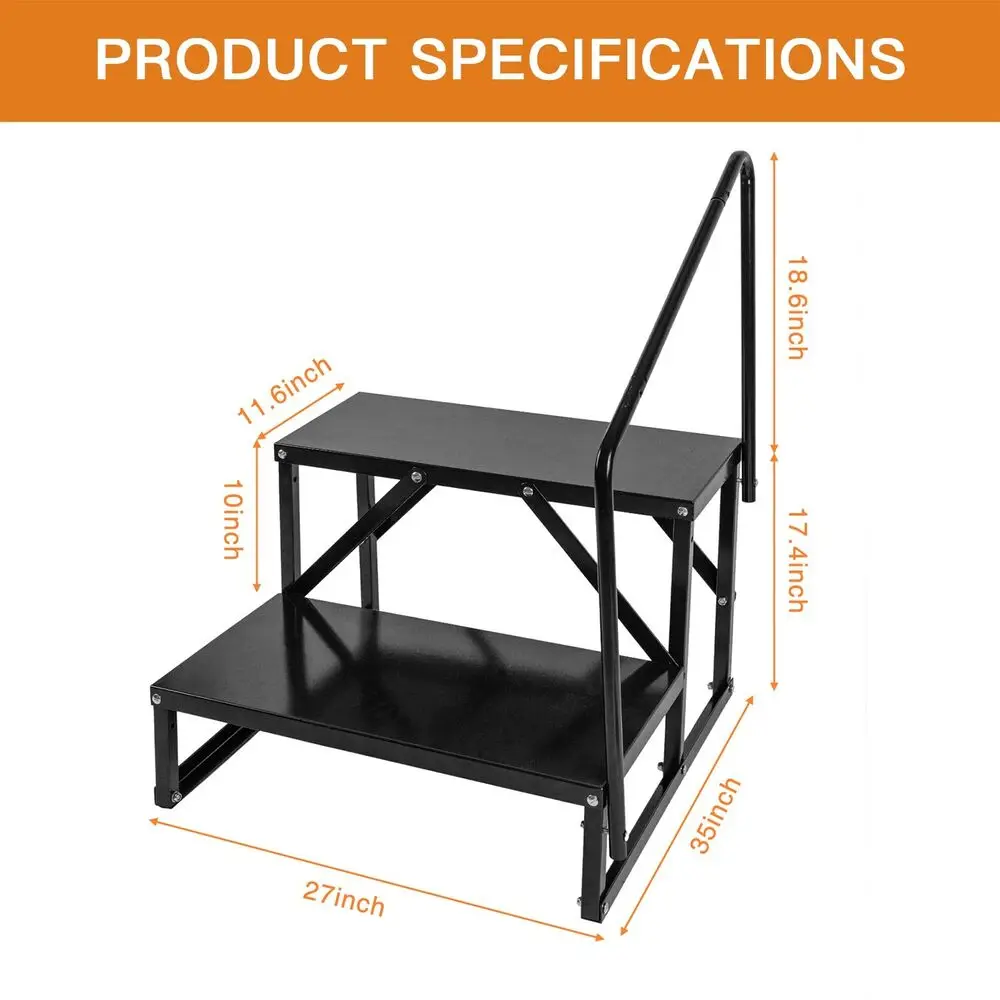 Escada de 2 degraus escada antiderrapante corrimão roda campista/spa/varanda/animal de estimação/casa móvel