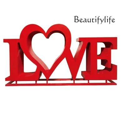 Outdoor wrought iron LOVE three-dimensional letter sculpture community wedding photography sales office decoration