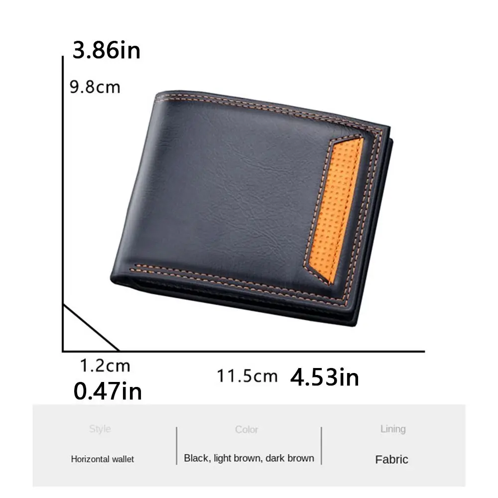 Cartera corta portátil para hombre, resistente al agua, suave, multiposición, monedero de cuero fino y duradero, tarjetero de bolsillo para monedas