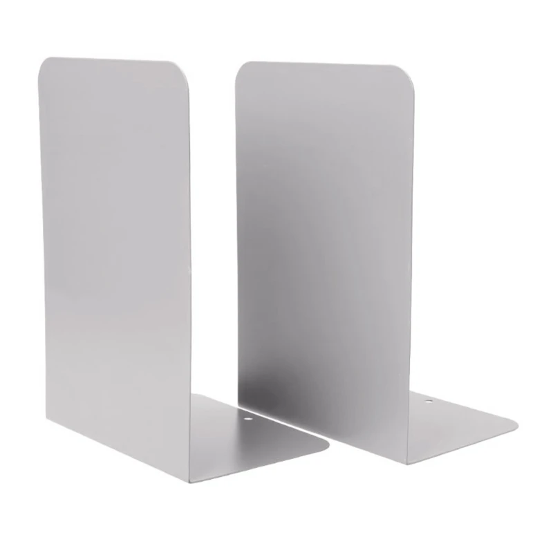 Y1UB 1 Pair Metal Bookends Desktop Office Home Book Shelf Storage Holder