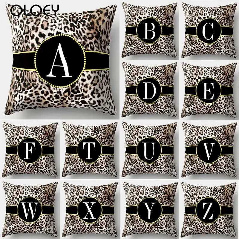 Leopard Pattern Letter Decorative Cushion Cover Pillow Pillowcase Polyester 45*45 Throw Pillows Home Decor Pillowcover 40840