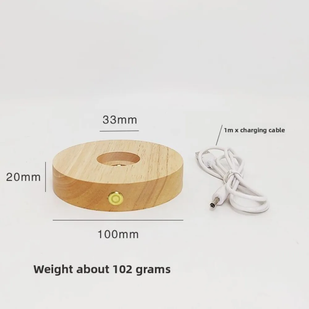 Lampu Malam Nirkabel dengan Sakelar Sentuh Bulat dan Basis Pengisian Daya Terbuat dari Kayu Solid untuk Dekorasi Kamar Tidur Bertema Planet Air