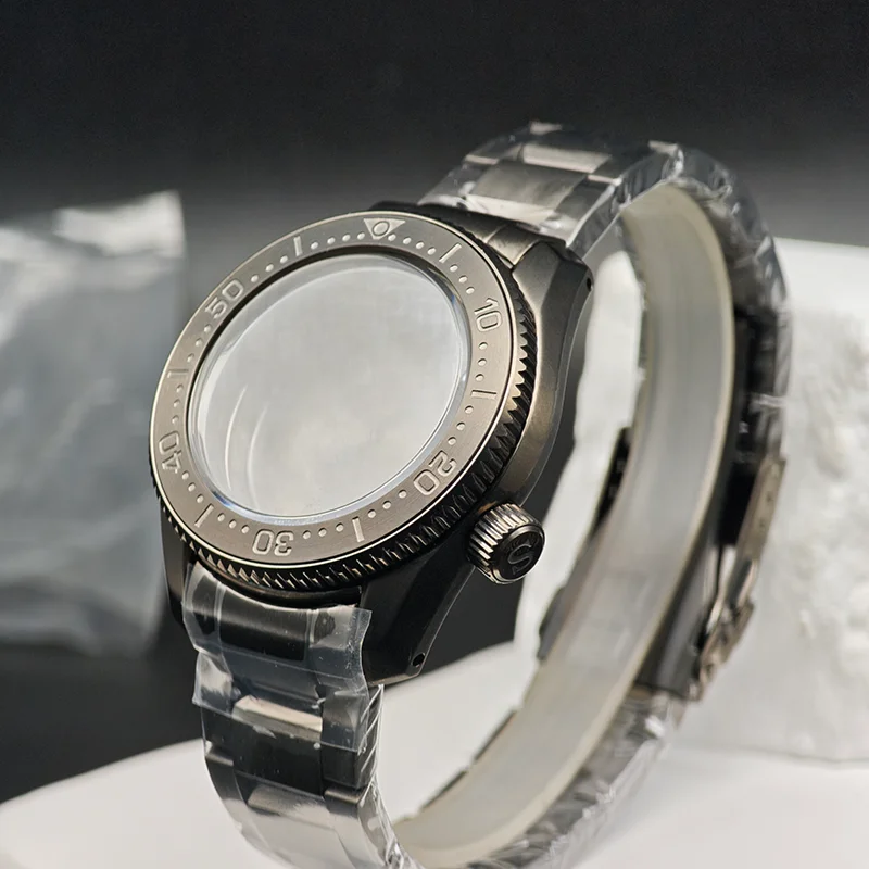 

42MM Men's Watch Case Bracelet Sapphire Glass For NH35 NH36 Japanese Automatic Movement Gun Color SPB185 Case Modify Part DIY