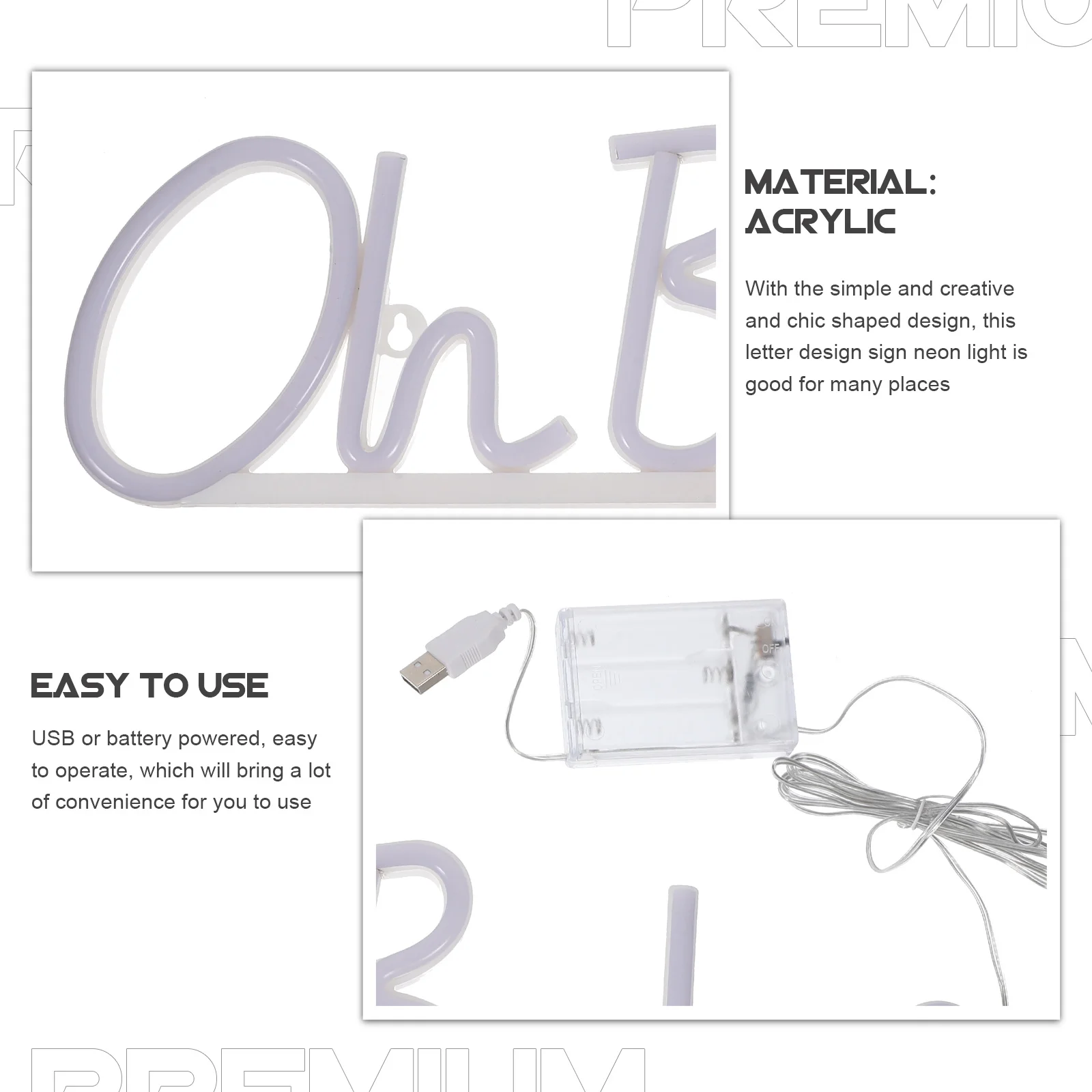 

1pc Letter Neon Lamp Usb Powered Led Sign For Bedroom Bar Party Decor Small Night Light Decorative Wall Light