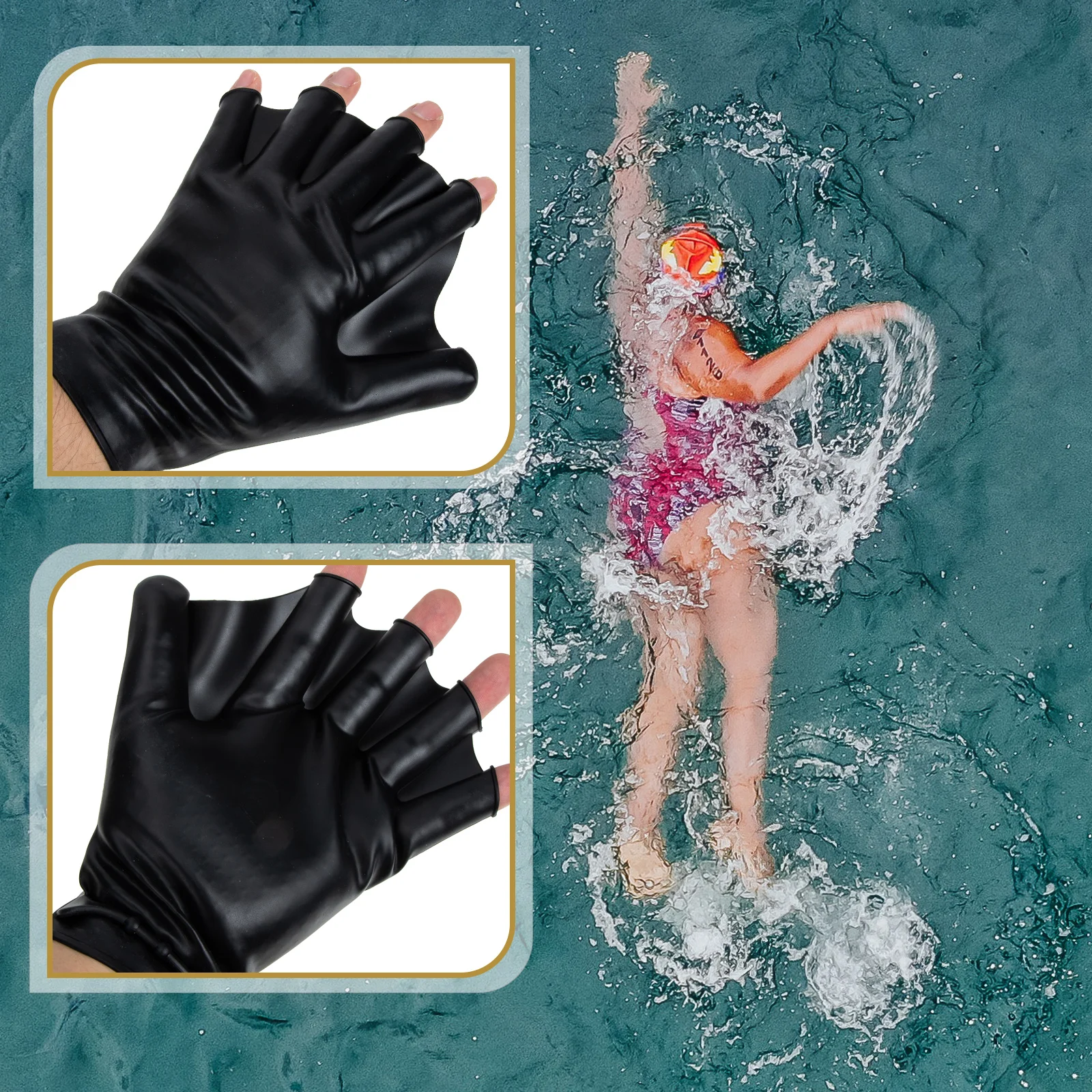 

Silicone Webbing Diving Auxiliary Gloves Swimmer Accessories Paddles Running Lap Mitts Silica Gel Webbed Accessory