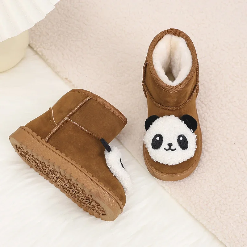 2025 Lovely Snow girls Boots for Toddler Girl Flat Heels Baby Fur Shoes Girls Fluffy Plush Kids Short Boots Non-slip Shoes