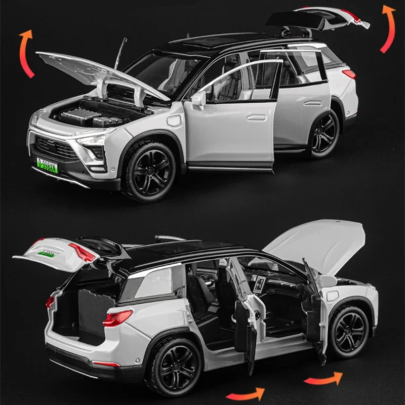 NIO-ES8 نموذج سيارة الطاقة الجديدة من سبيكة ، القطع المعدنية ، المركبات الكهربائية ، محاكاة عالية ، الصوت والضوء ، هدية لعبة ، 1:32