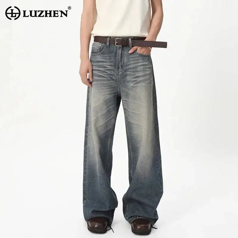 

LUZHEN 2026 New Gradient Washed Loose Straight Casual Jeans Men Trendy High Quality Handsome Wide Leg Vintage Denim Pants JY7268